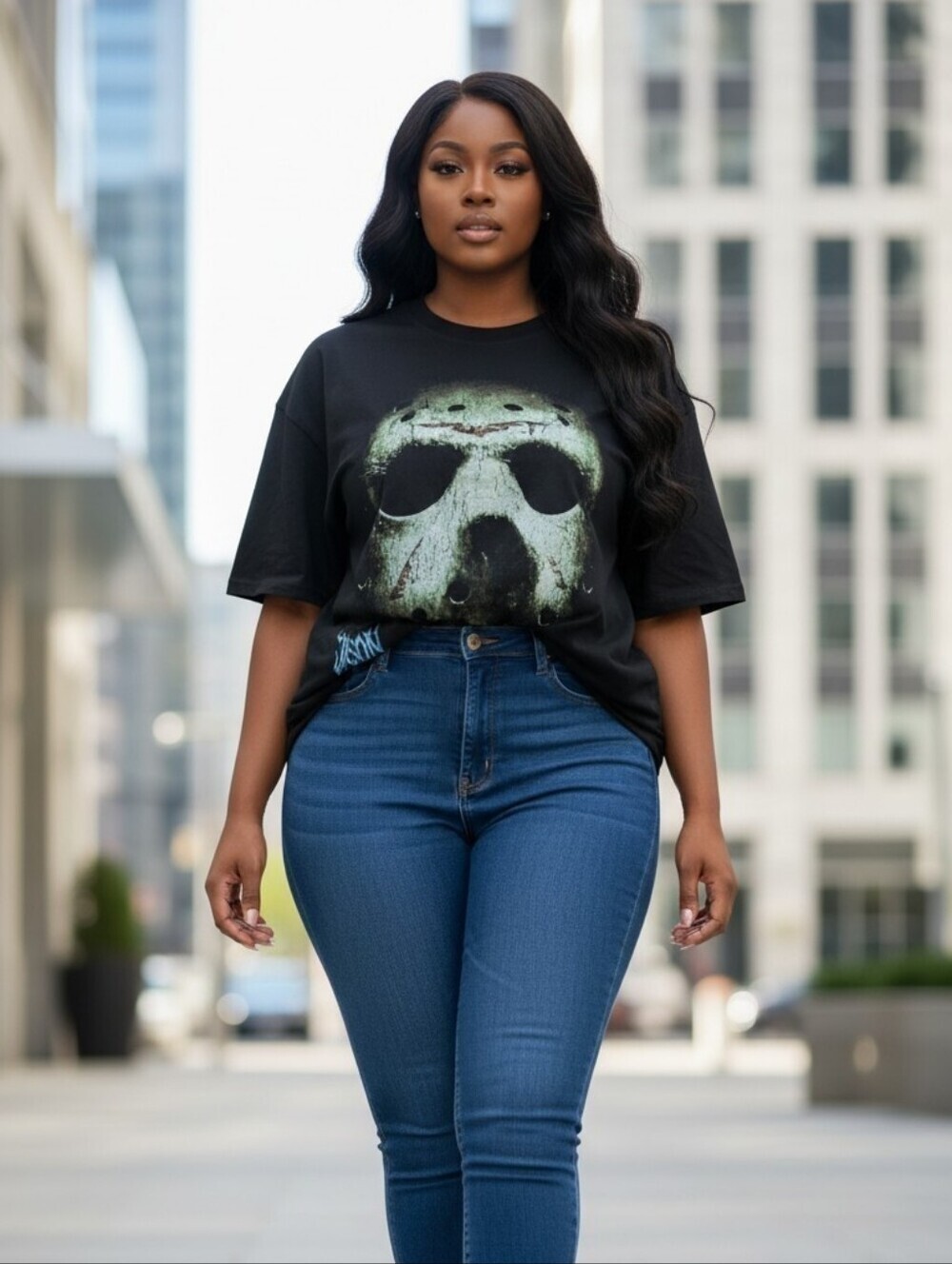 Fashion Nova Friday the 13th Jason Voorhees Graphic T-Shirt Black 1X (EUC)